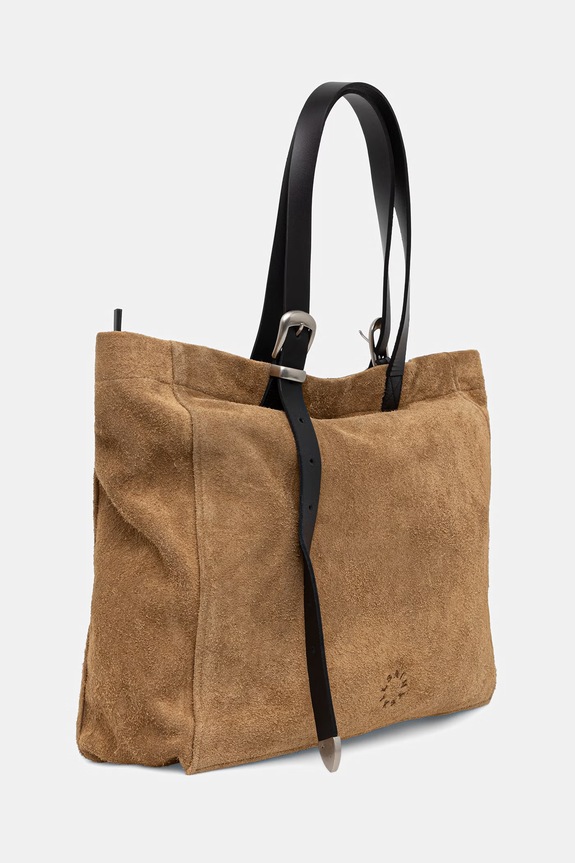 Torba od brušene kože AllSaints HAVEN M019XE zlatna SS26