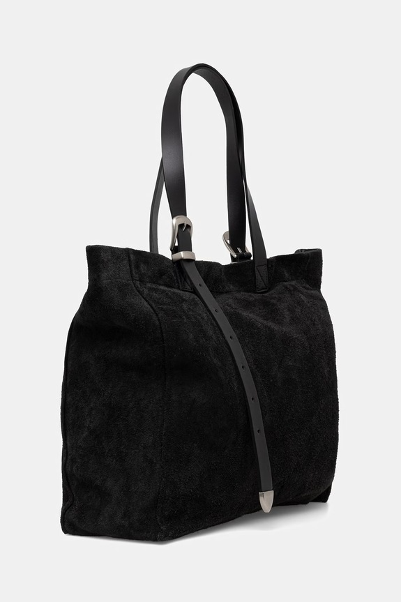 Torba od brušene kože AllSaints HAVEN M186XD crna SS26