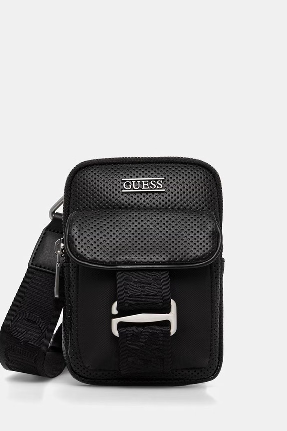 Guess saszetka męska z imitacji skóry BOSTON czarny HMBOSP.P6242