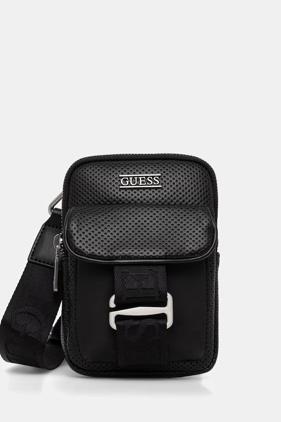 Guess saszetka męska z imitacji skóry BOSTON czarny HMBOSP.P6242