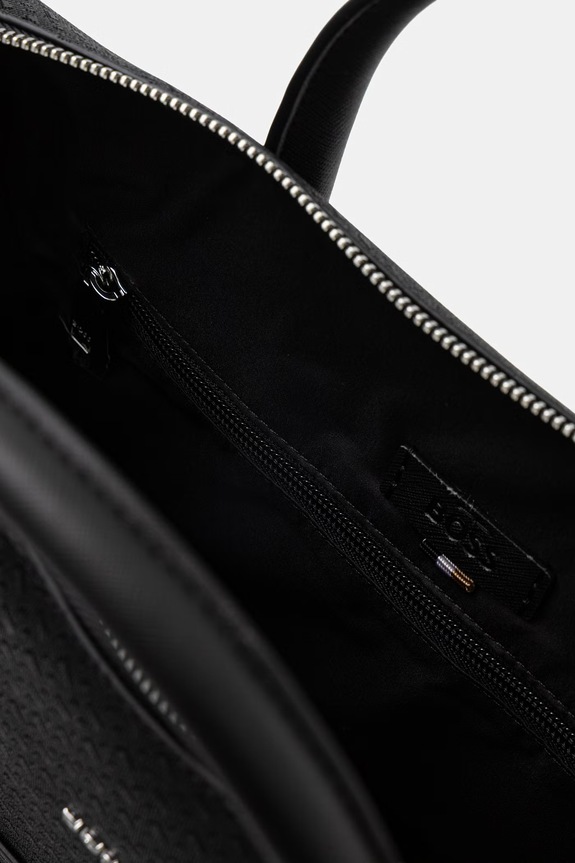 BOSS torba na laptopa męska skórzana 50563721 czarny