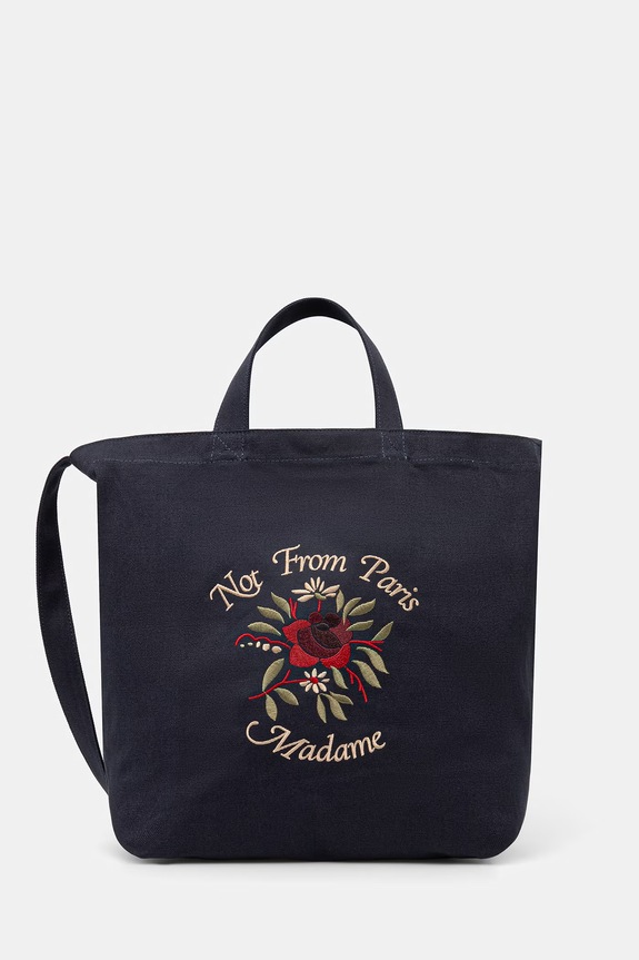 Drôle de Monsieur geantă din bumbac Sac Tote Slogan roz bleumarin J.AC195.CO277.NY