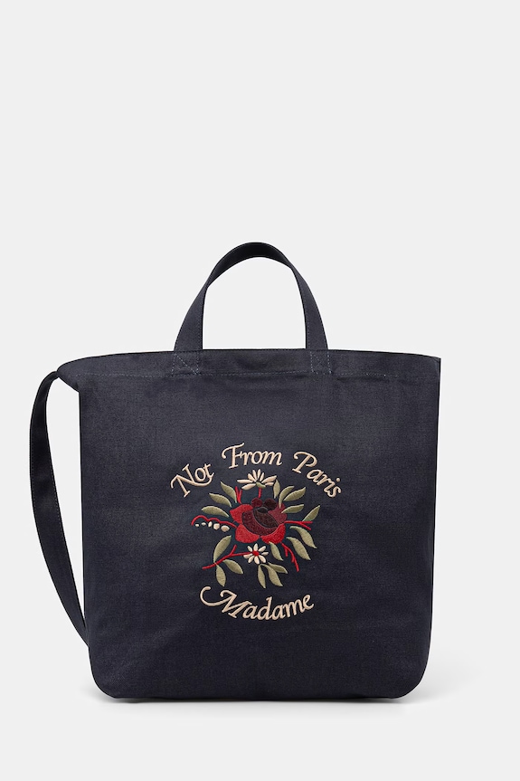 Drôle de Monsieur geantă din bumbac Sac Tote Slogan roz bleumarin J.AC195.CO277.NY