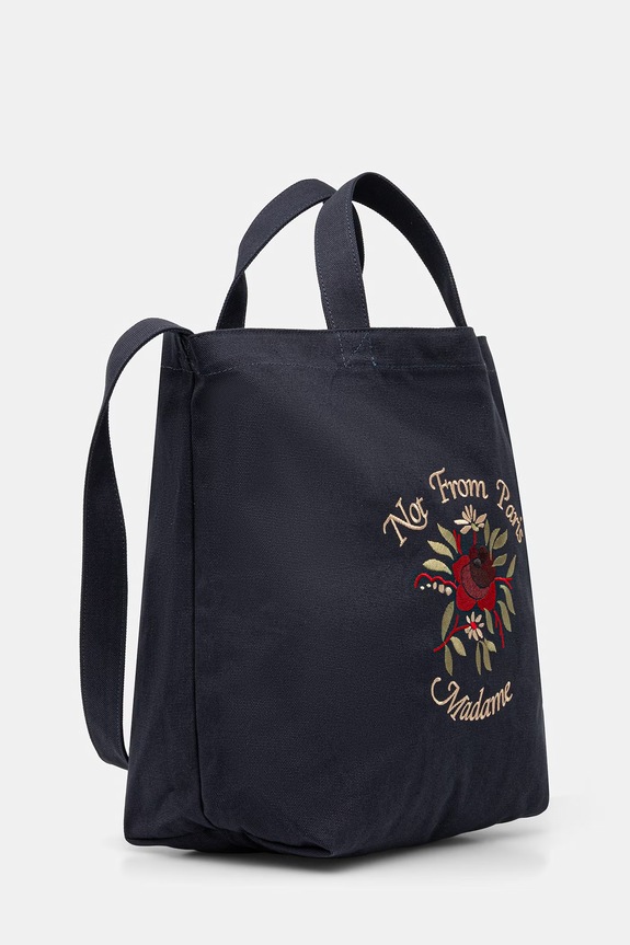 Drôle de Monsieur geantă din bumbac Sac Tote Slogan roz J.AC195.CO277.NY bleumarin SS26