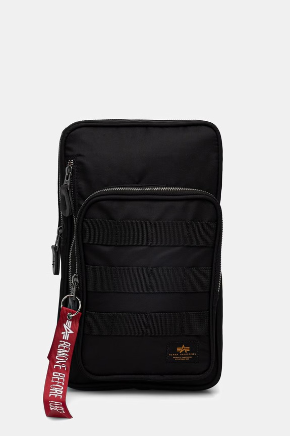 Taštička Alpha Industries Label Sling Bag hladký černá 266944