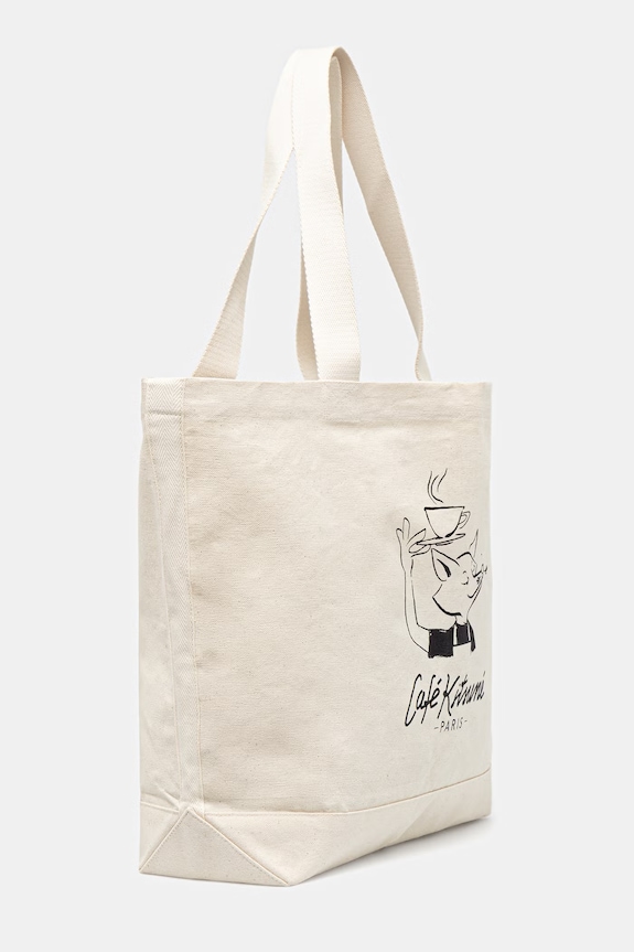 Café Kitsuné Barista Fox Women's cotton fabric bag QU05120WW9042 beige SS26