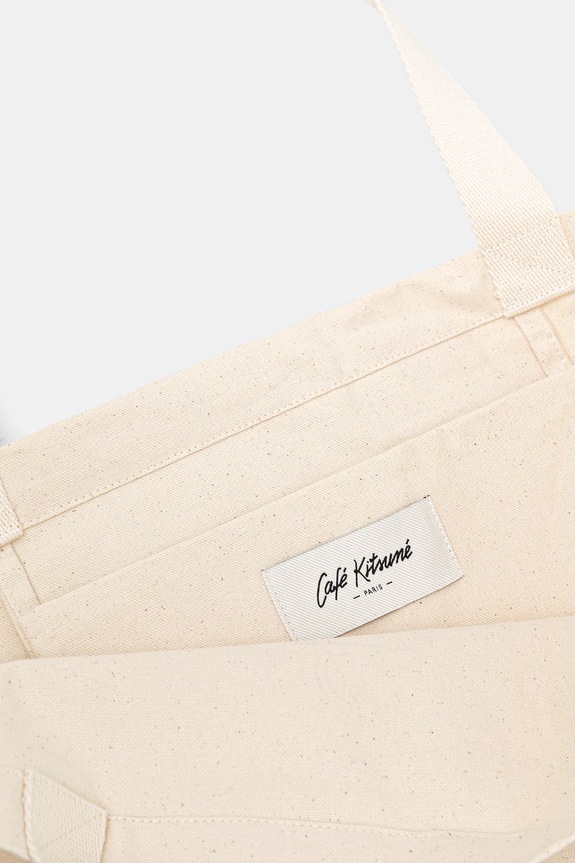 Café Kitsuné Barista Fox Women's cotton fabric bag QU05120WW9042 beige