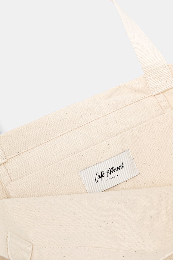 Café Kitsuné Barista Fox Women's cotton fabric bag QU05120WW9042 beige