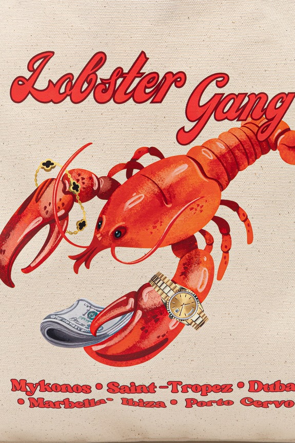 Baron Filou geantă de bumbac LOBSTER GANG bej 000015122
