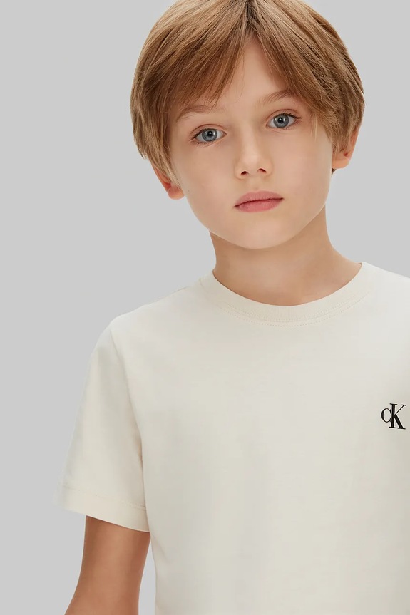 Αγορίστικα Παιδικό βαμβακερό μπλουζάκι Calvin Klein Jeans 2-pack IB0IB01093.128.176.PPY2 μπεζ