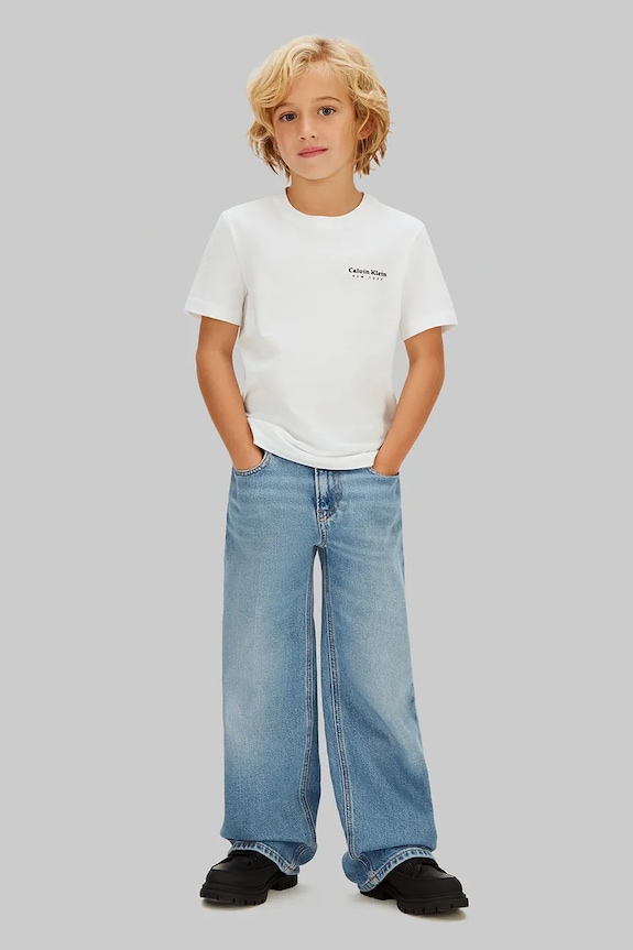Calvin Klein Jeans gyerek pamut póló fehér IB0IB02608.104.116.PPY2