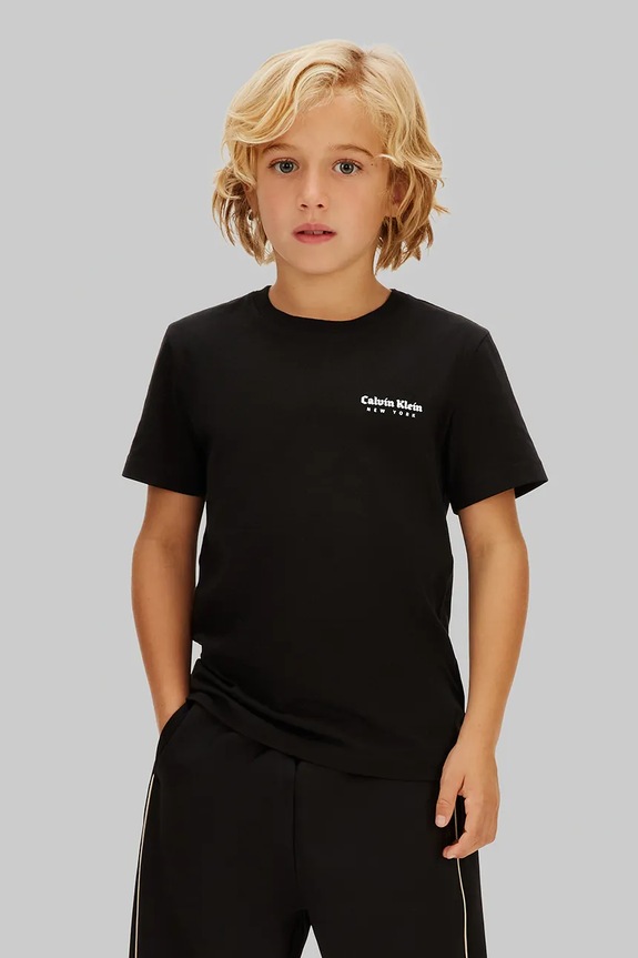 Calvin Klein Jeans gyerek pamut póló pamut fekete IB0IB02608.104.116.PPY2