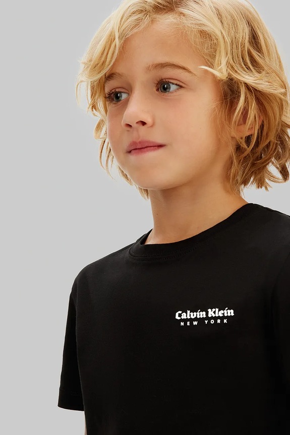Calvin Klein Jeans gyerek pamut póló IB0IB02608.104.116.PPY2 fekete