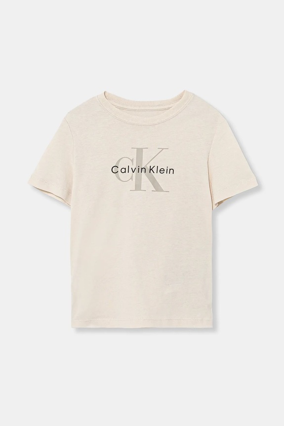 Dětské bavlněné tričko Calvin Klein Jeans kulatý béžová IU0IU00715.104.116.PPY2