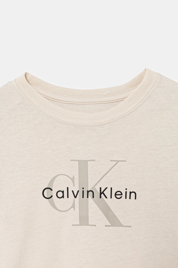 CHLAPEC Dětské bavlněné tričko Calvin Klein Jeans IU0IU00715.104.116.PPY2 béžová