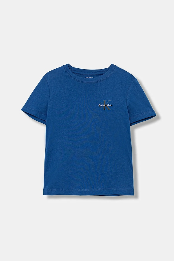 Dětské bavlněné tričko Calvin Klein Jeans kulatý modrá IU0IU00719.104.116.PPY2