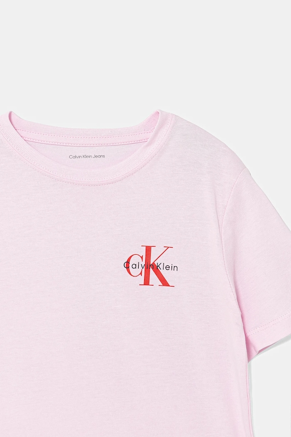 CHLAPEC Dětské bavlněné tričko Calvin Klein Jeans IU0IU00719.128.176.PPY2 růžová