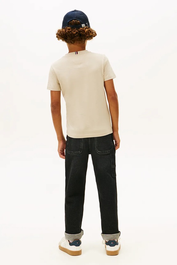 Tommy Hilfiger gyerek pamut póló bézs KB0KB06879.128.176.PPY2