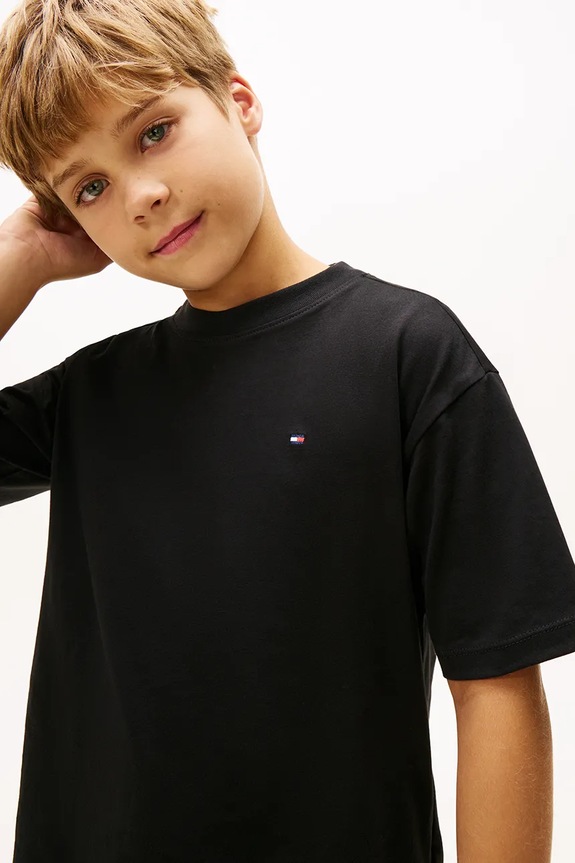 Chłopiec Tommy Hilfiger T-shirt dziecięcy bawełniany KB0KB09646.74.122.PPY2 czarny