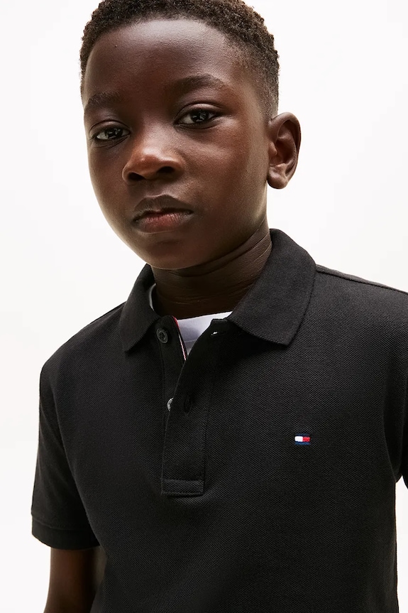 Tommy Hilfiger polo za djecu od pamuka crna KB0KB09103.98.122.PPY2