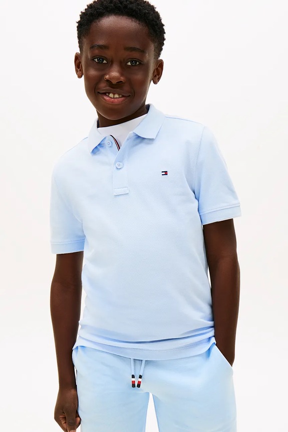 Tommy Hilfiger polo pentru copii din bumbac albastru KB0KB09103.128.176.PPY2