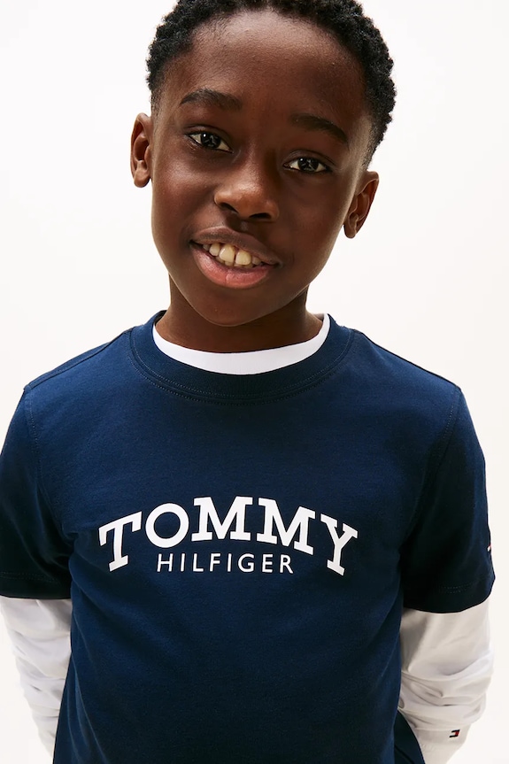 Αγορίστικα Παιδικό βαμβακερό μπλουζάκι Tommy Hilfiger KB0KB10051.128.176.PPY2 σκούρο μπλε