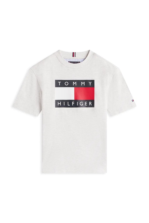 Dječja pamučna majica kratkih rukava Tommy Hilfiger KB0KB10340.128.176.PPY2 siva SS26