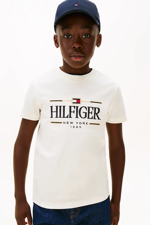 Tommy Hilfiger t-shirt bawełniany dziecięcy nadruk biały KB0KB10360.128.176.PPY2