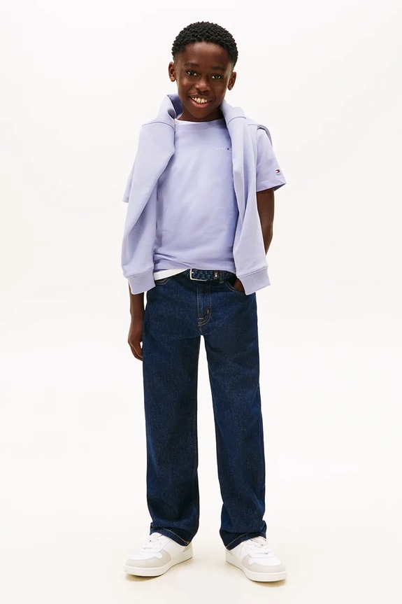Dětské bavlněné tričko Tommy Hilfiger fialová KS0KS00661.74.122.PPY2