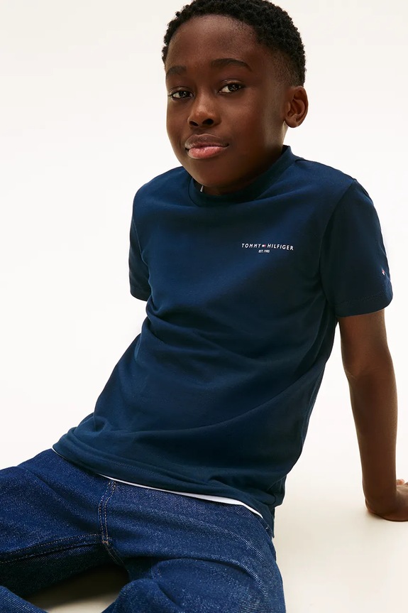 Tommy Hilfiger t-shirt bawełniany dziecięcy granatowy KS0KS00661.128.176.PPY2