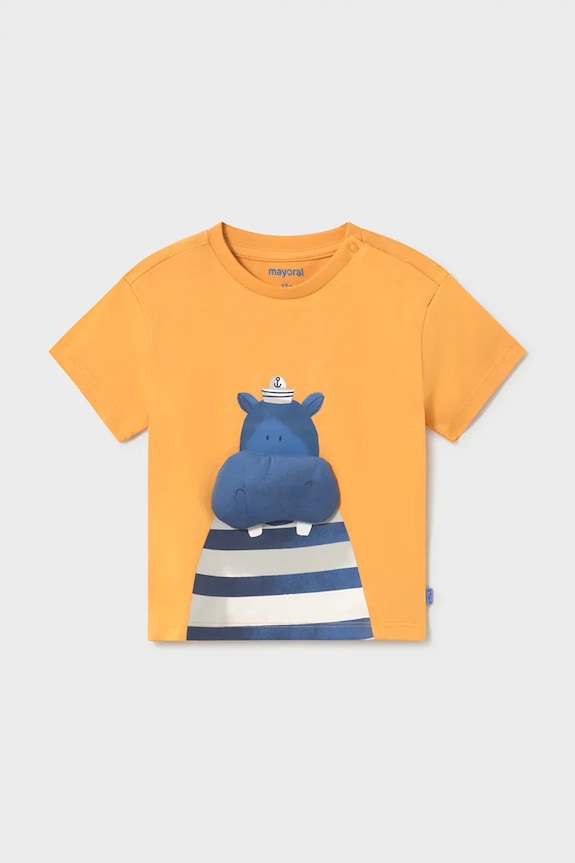 Mayoral tricou de bumbac pentru copii print galben 1011.3G.Baby.PPY2