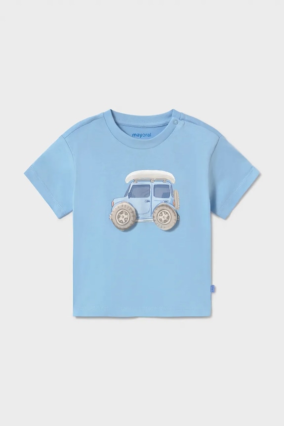 Dječja pamučna majica kratkih rukava Mayoral print plava 1011.3G.Baby.PPY2