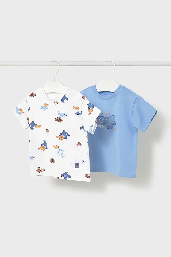 Mayoral tricou de bumbac pentru copii 2-pack 1012.3H.Baby.PPY2 albastru SS26