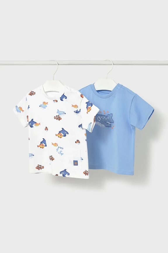 Mayoral tricou de bumbac pentru copii 2-pack 1012.3H.Baby.PPY2 albastru SS26