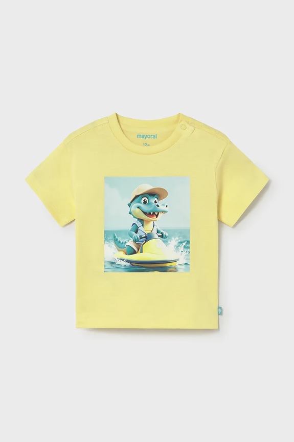 Mayoral tricou de bumbac pentru copii print galben 1015.3J.Baby.PPY2