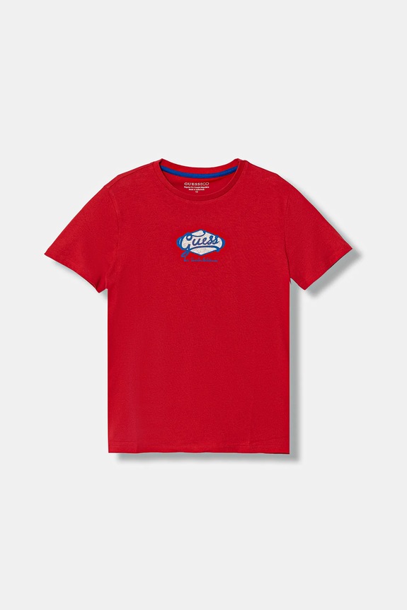 Guess t-shirt bawełniany dziecięcy nadruk czerwony L6RI02.K8HM4.PPY2
