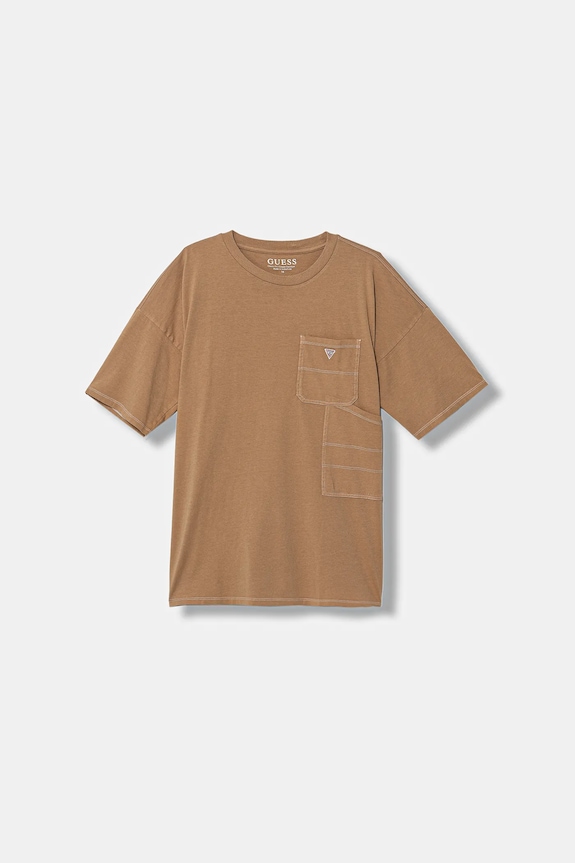 Παιδικό βαμβακερό μπλουζάκι Guess βαμβάκι μπεζ L6RI07.K8HM4.PPY2