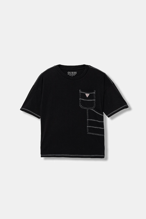 Παιδικό βαμβακερό μπλουζάκι Guess βαμβάκι μαύρο L6RI07.K8HM4.PPY2