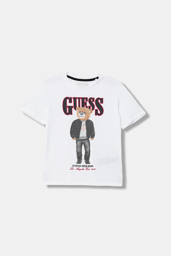 Dječja pamučna majica kratkih rukava Guess print bijela L6RI11.K8HM4.PPY2