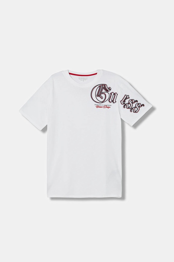 Guess t-shirt bawełniany dziecięcy nadruk biały L6RI12.K8HM4.PPY2