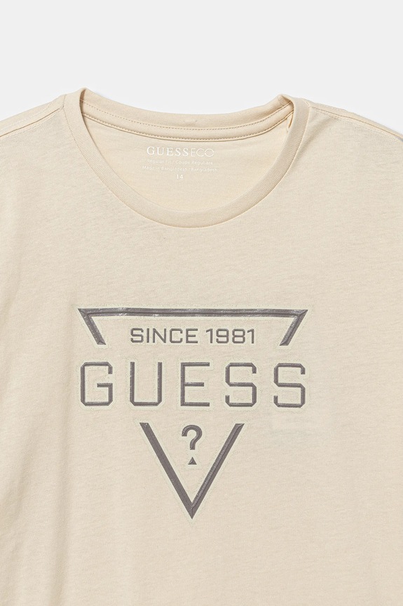 Мальчик Детская хлопковая футболка Guess L6RI30.I3Z14.PPY2 бежевый
