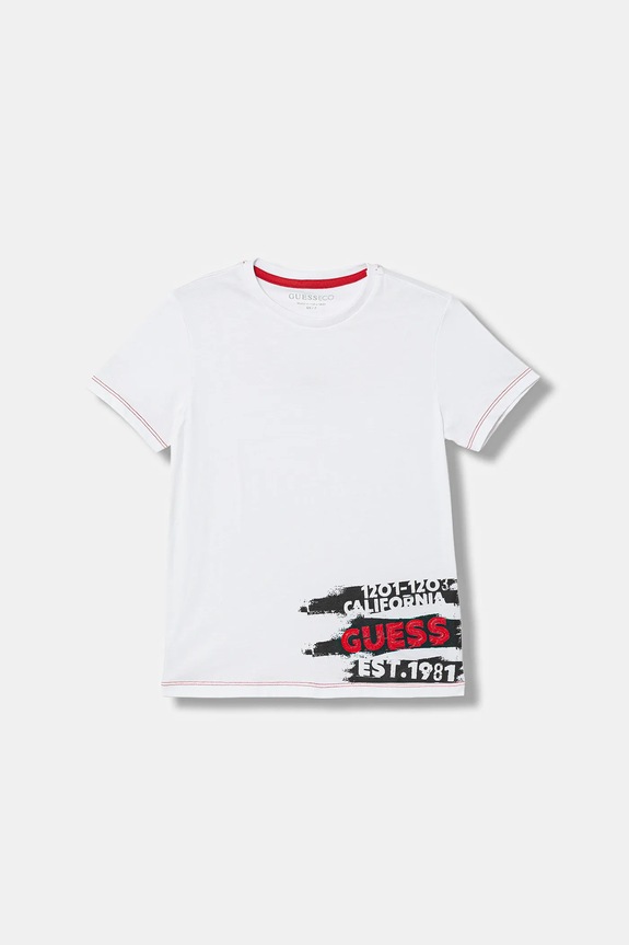 Guess t-shirt bawełniany dziecięcy nadruk biały N6RI02.K8HM4.PPY2