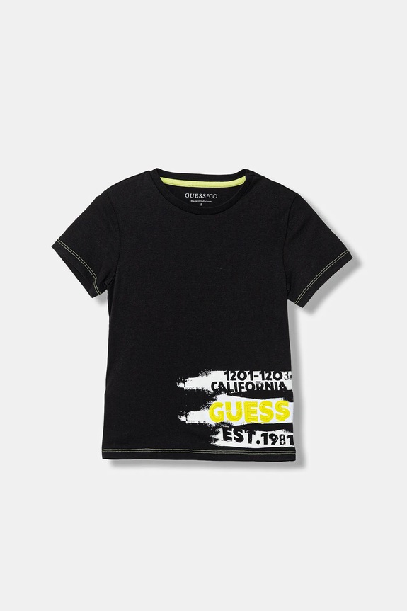 Guess t-shirt bawełniany dziecięcy nadruk czarny N6RI02.K8HM4.PPY2