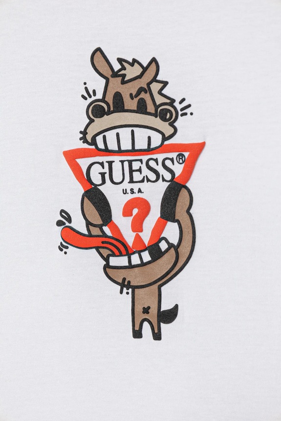 Αγορίστικα Παιδικό βαμβακερό μπλουζάκι Guess N6RI03.K8HM4.PPY2 λευκό
