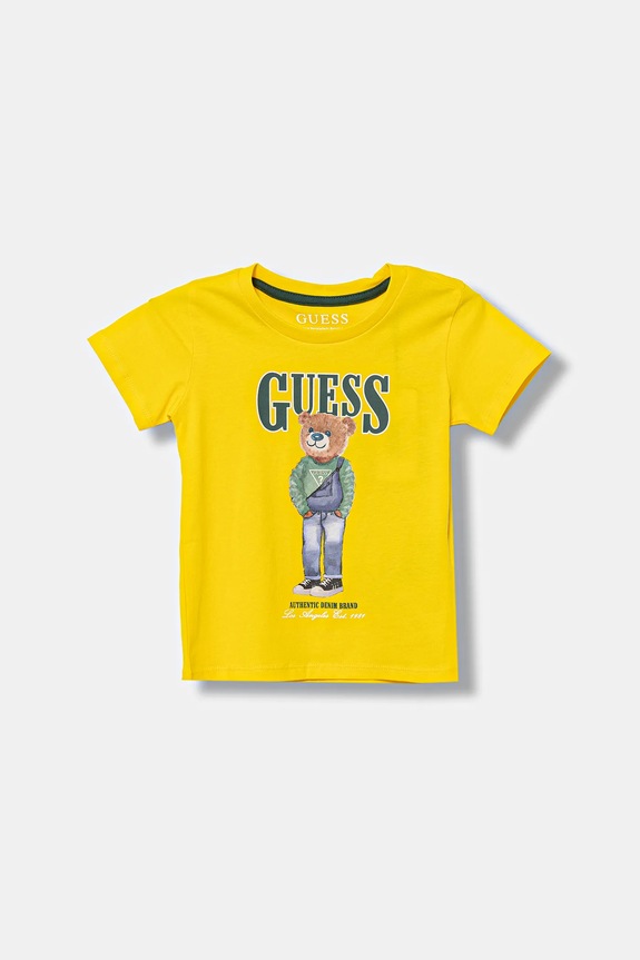 Παιδικό βαμβακερό μπλουζάκι Guess στάμπα κίτρινο N6RI05.K8HM4.PPY2