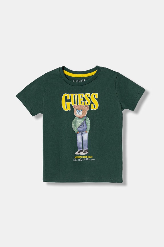 Детская хлопковая футболка Guess хлопок зелёный N6RI05.K8HM4.PPY2