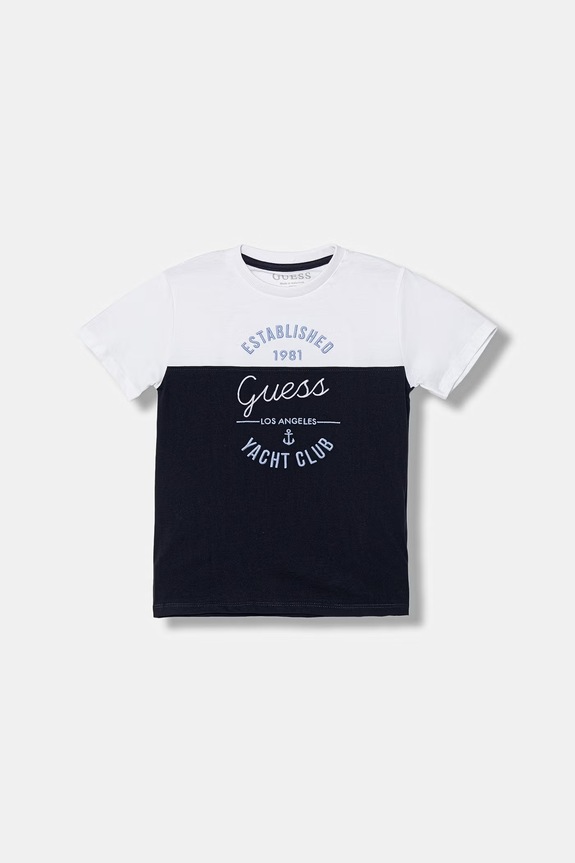 Παιδικό βαμβακερό μπλουζάκι Guess λεπτό μοτίβο λευκό N6RI16.K8HM4.PPY2