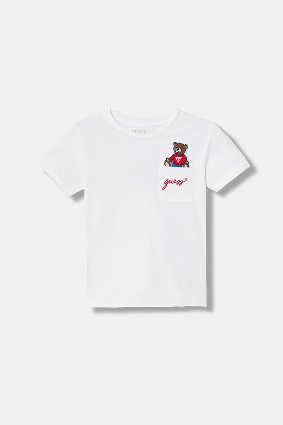 Guess t-shirt bawełniany dziecięcy aplikacja biały N6RI25.I3Z14.PPY2