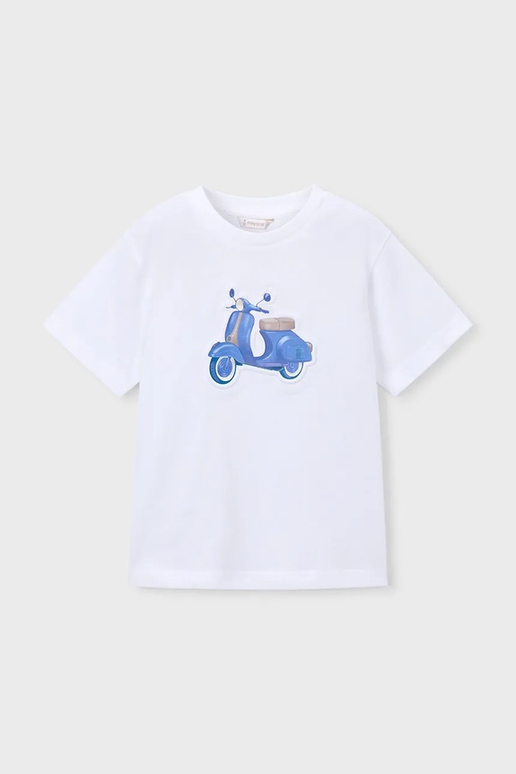 Mayoral t-shirt bawełniany dziecięcy nadruk biały 3059.5C.Mini.PPY2
