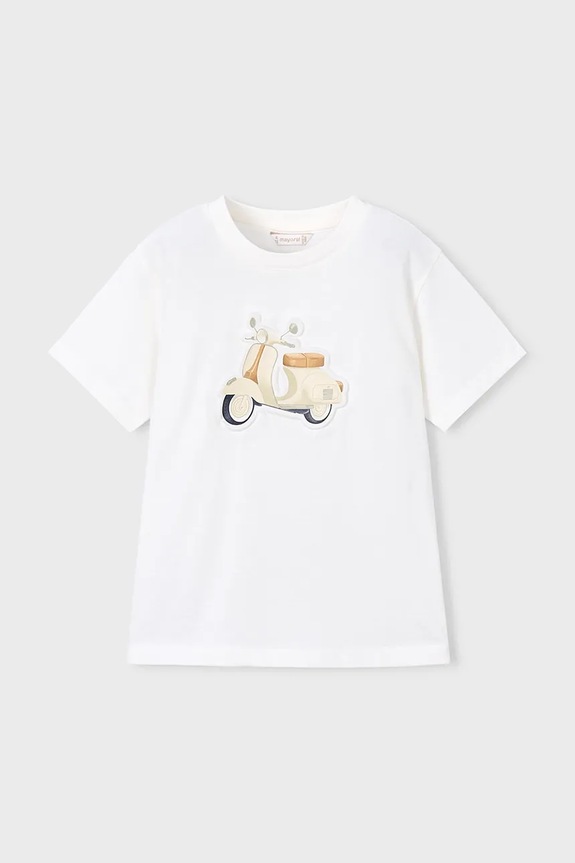 Mayoral t-shirt bawełniany dziecięcy nadruk beżowy 3059.5C.Mini.PPY2